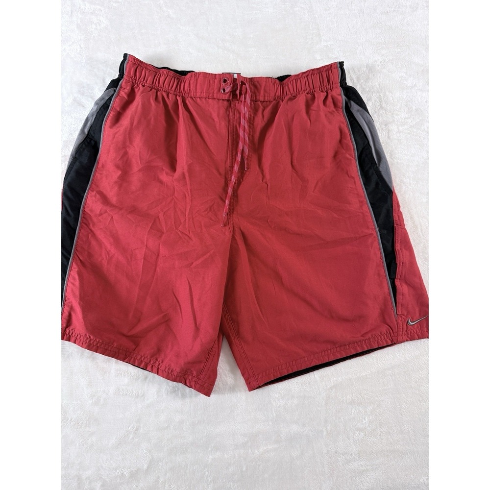 Nike Men's Large Red Swim Trunks Shorts Mesh Lined Drawstring